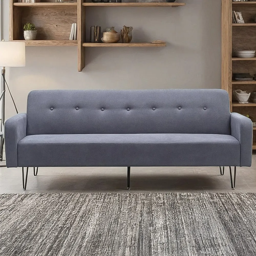 3-Seater Convertible Sofa Bed - Grey, Linen image