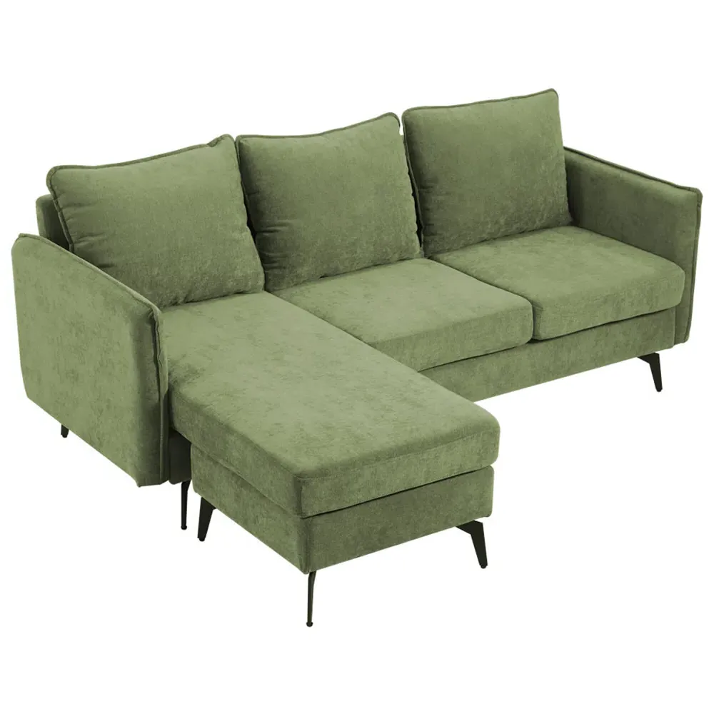 3-Seater Right Hand Chaise Sofa - Green