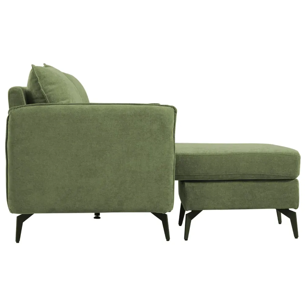 3-Seater Right Hand Chaise Sofa - Green