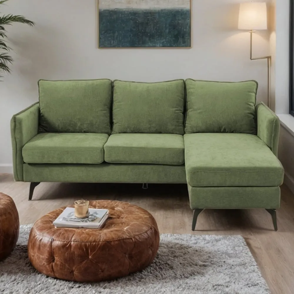 3-Seater Right Hand Chaise Sofa - Green image