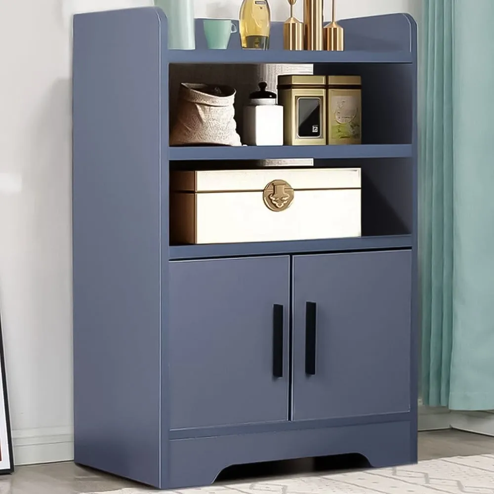 3 Shelf 2 Door Wooden Sideboard - Grey image