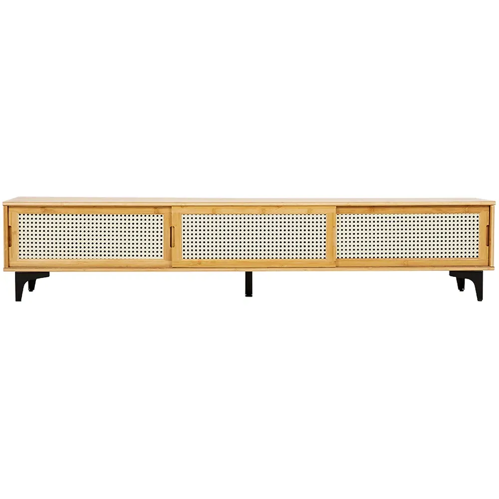 3 Sliding Door Wooden TV Stand - Cream