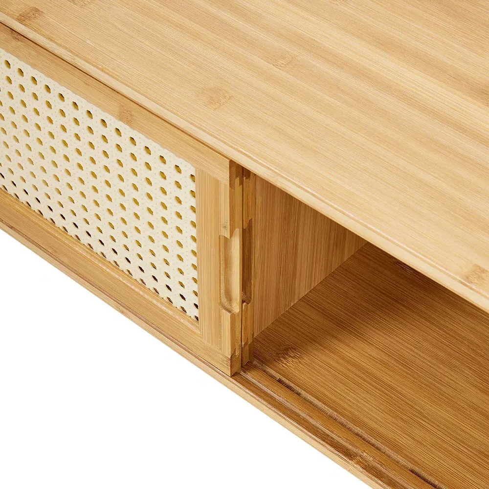 3 Sliding Door Wooden TV Stand - Cream