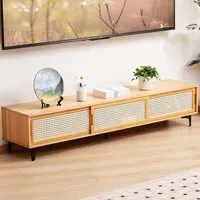 3 Sliding Door Wooden TV Stand - Cream