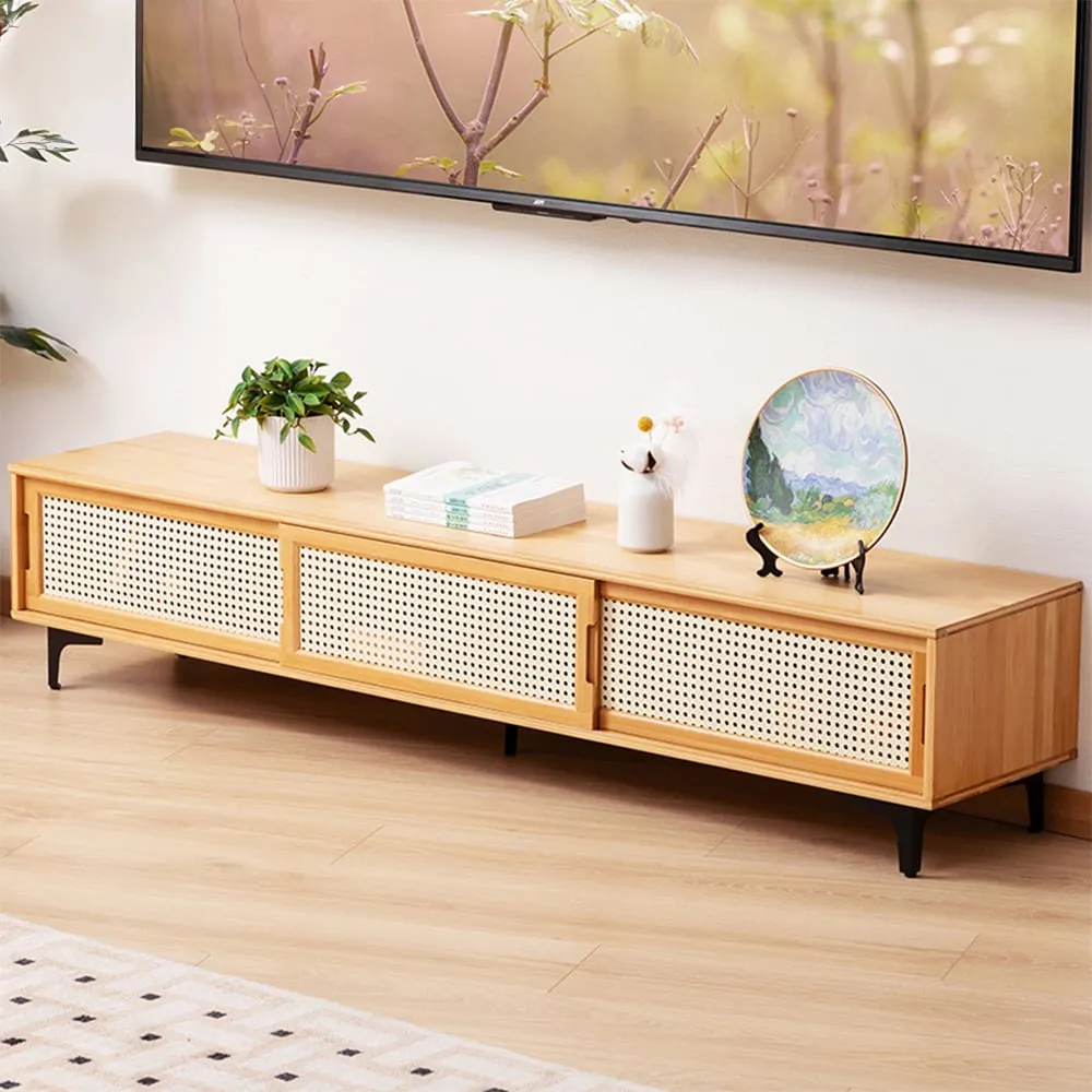 3 Sliding Door Wooden TV Stand - Cream image