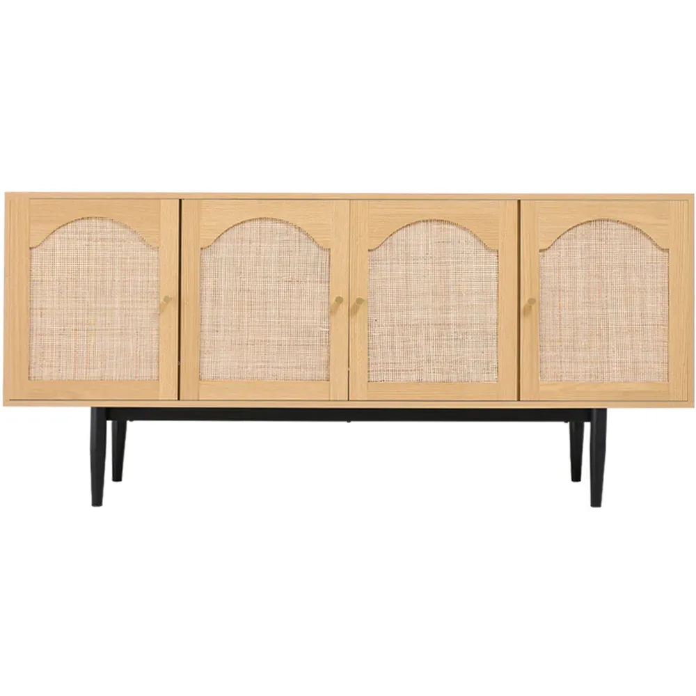 4 Door Woven Accent Cabinet - Cream, Wood