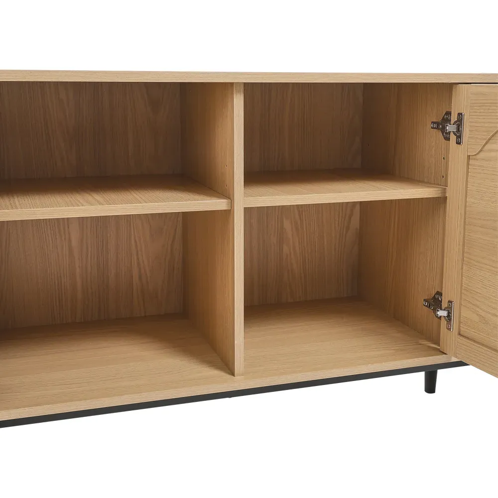 4 Door Woven Accent Cabinet - Cream, Wood