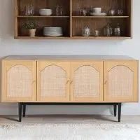 4 Door Woven Accent Cabinet - Cream, Wood