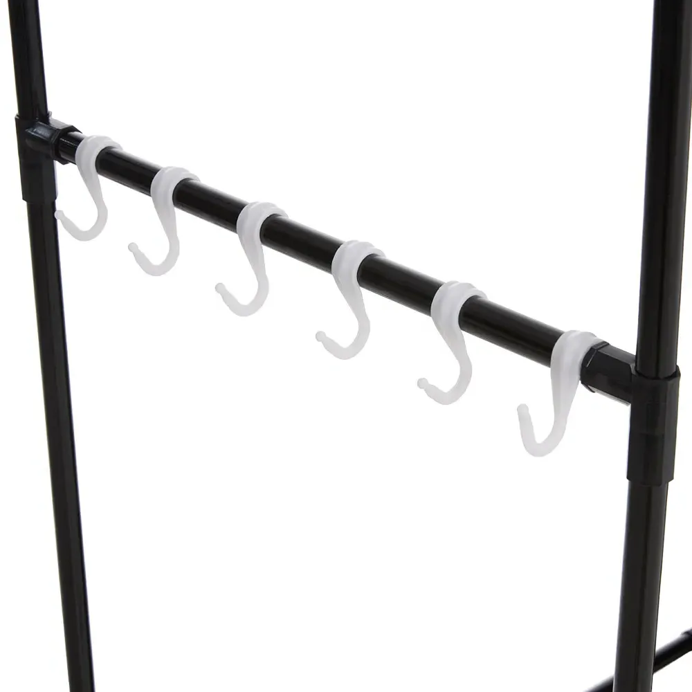4 Shelf Portable Wardrobe with Hanging Rail - Black, Metal