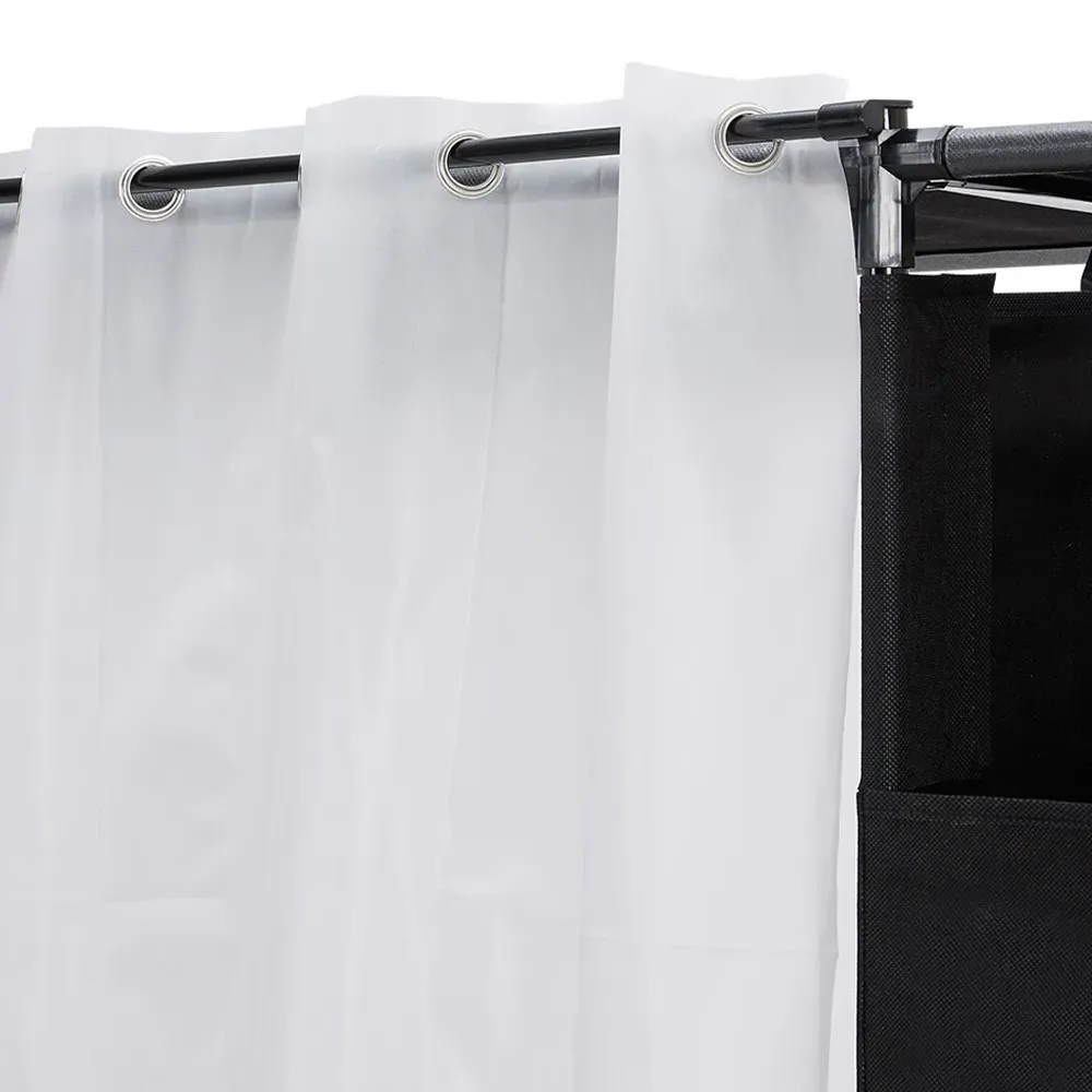 4 Shelf Portable Wardrobe with Hanging Rail - Black, Metal