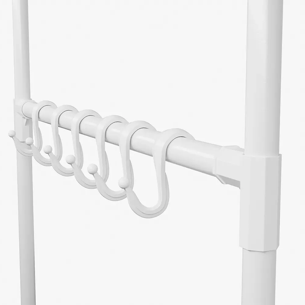 5 Shelf Portable Wardrobe with Hanging Rail - White, Metal