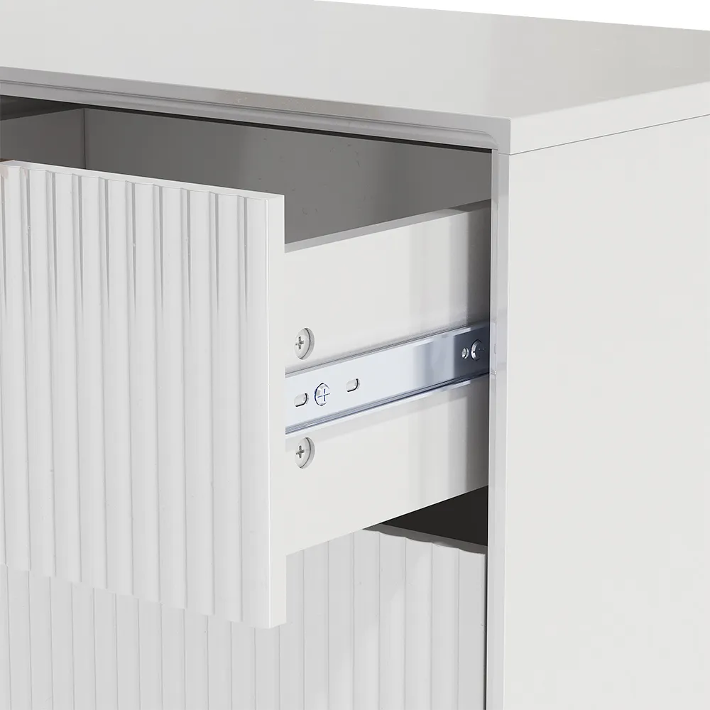 6 Drawer Storage Cabinet with Gold Handle - White