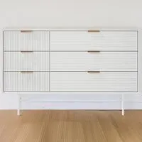 6 Drawer Storage Cabinet with Gold Handle - White