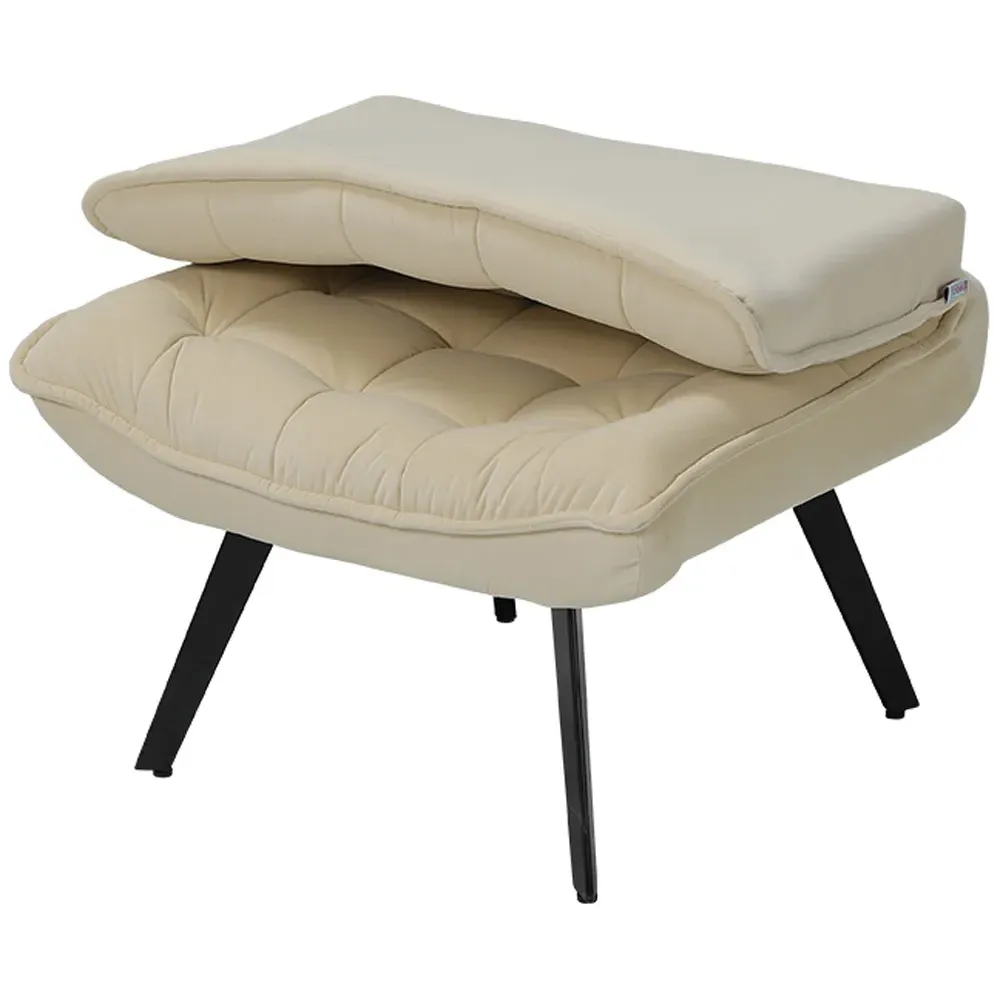 Accent Chair with Footstool - Cream, Velvet