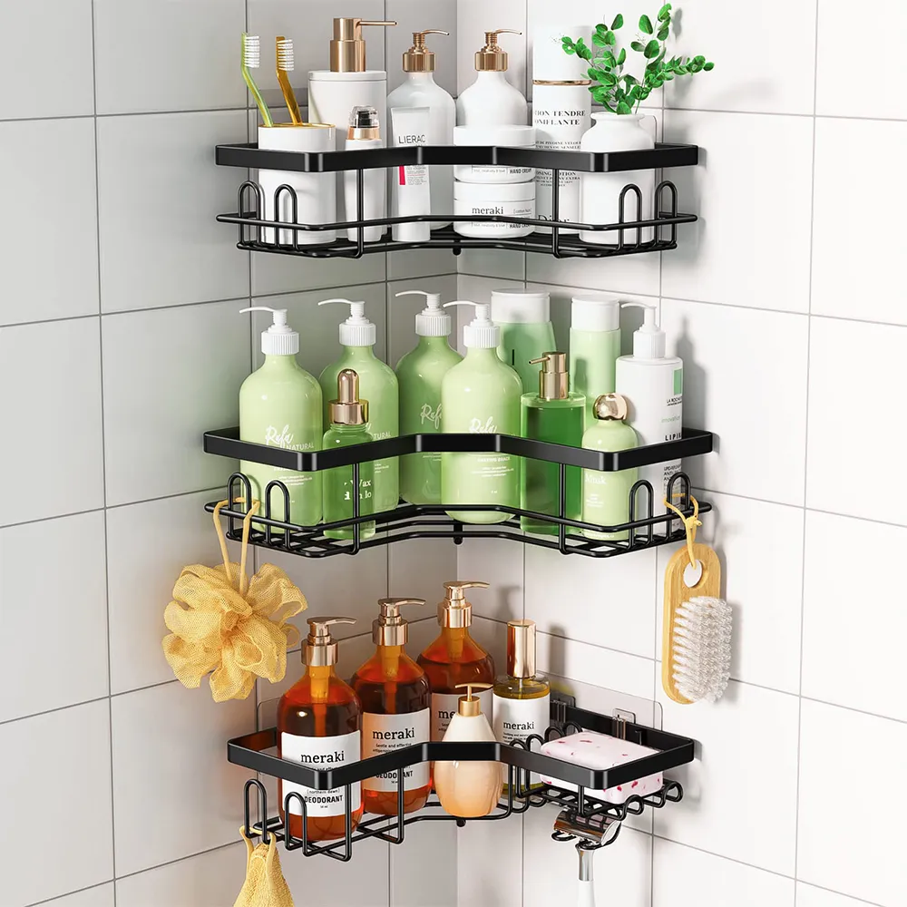 Corner Shower Caddy Set of 3 - Black, Metal