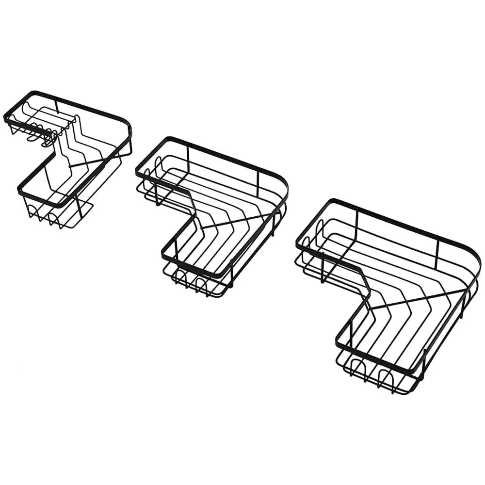 Corner Shower Caddy Set of 3 - Black, Metal image