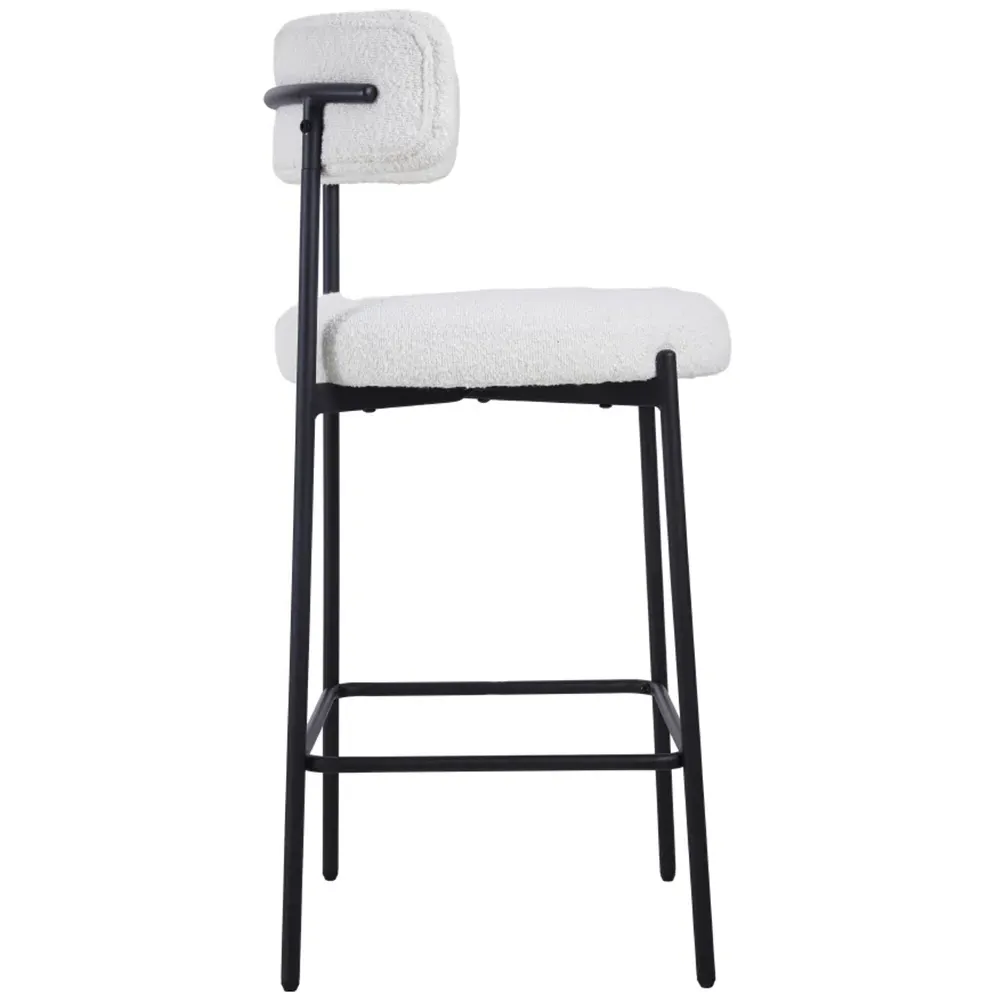 Counter Height Bar Stool Set of 2 - White, Boucle