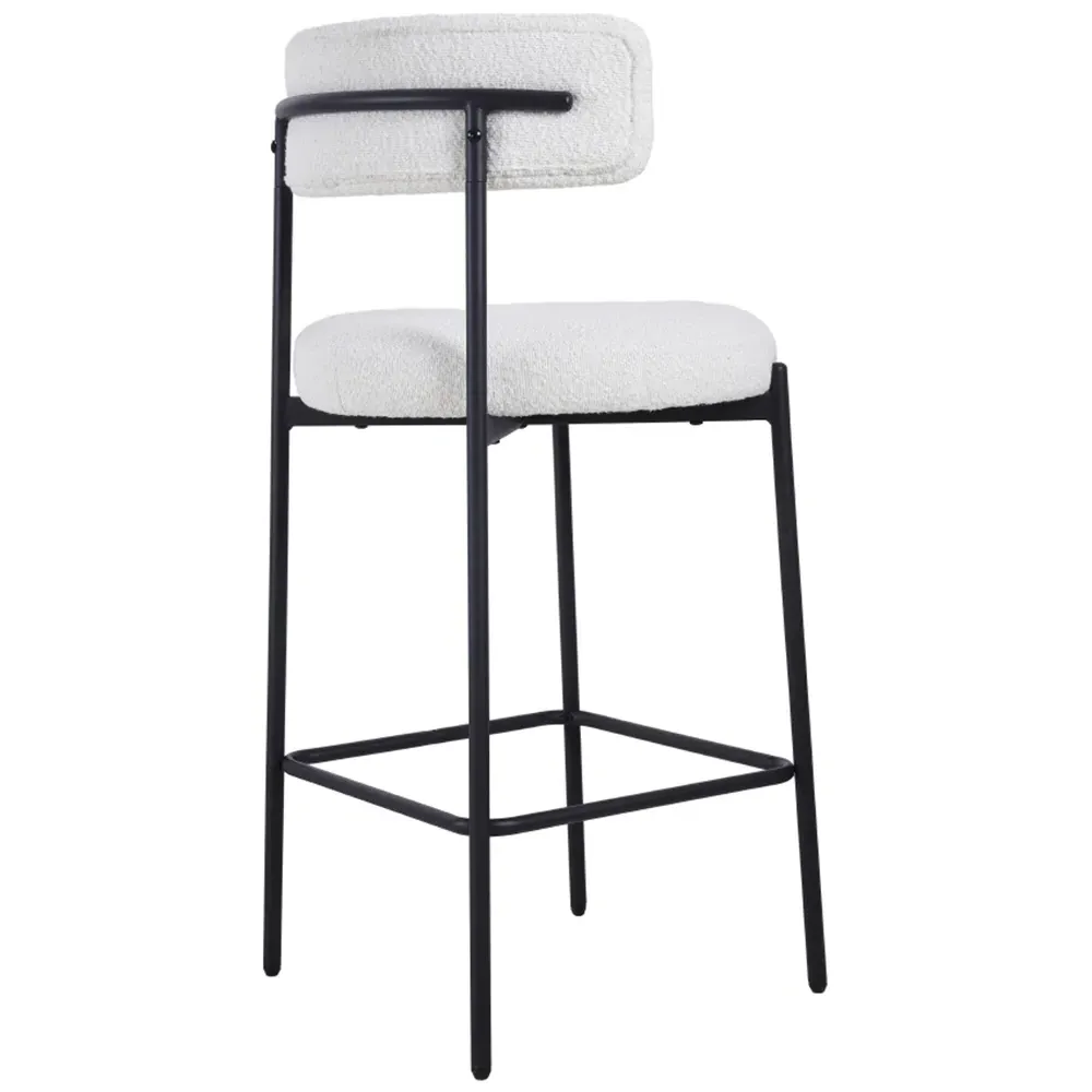 Counter Height Bar Stool Set of 2 - White, Boucle