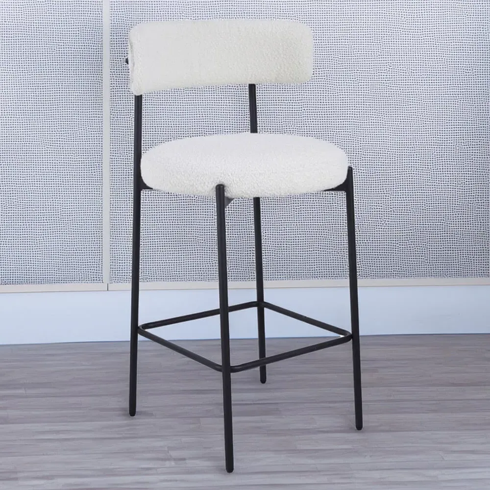 Counter Height Bar Stool Set of 2 - White, Boucle image