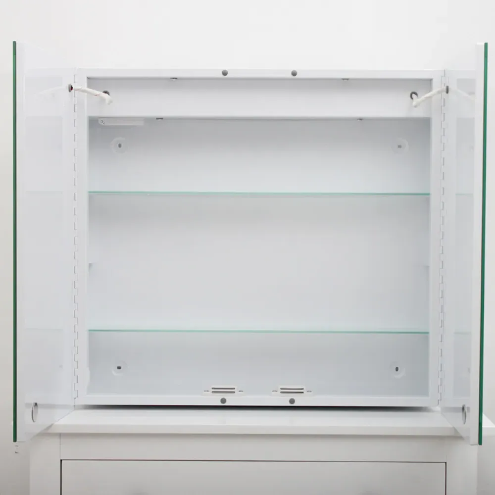 Double Door LED Bathroom Mirror Cabinet with Speaker - White