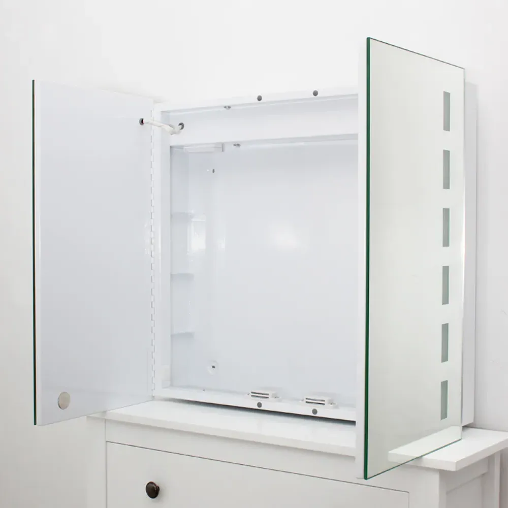 Double Door LED Bathroom Mirror Cabinet with Speaker - White image