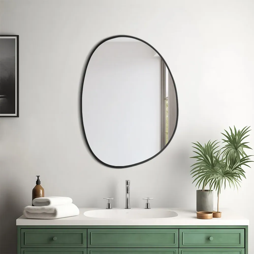 Irregular Wall Mirror - Black, Metal