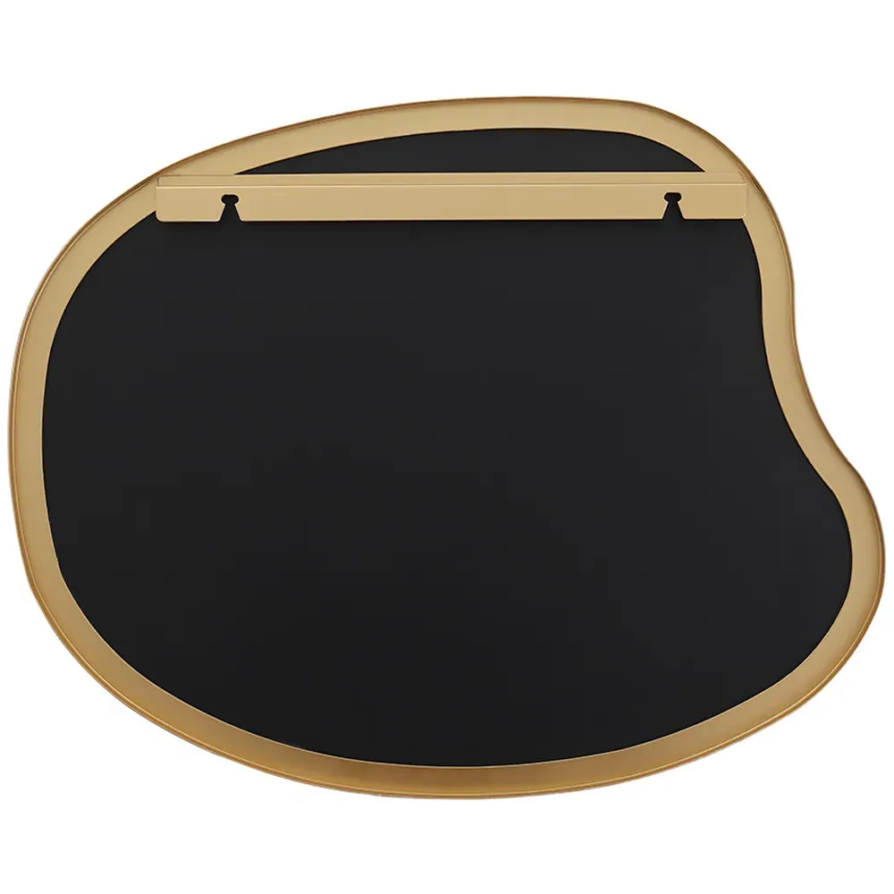 Irregular Wall Mirror with Metal Frame - Gold