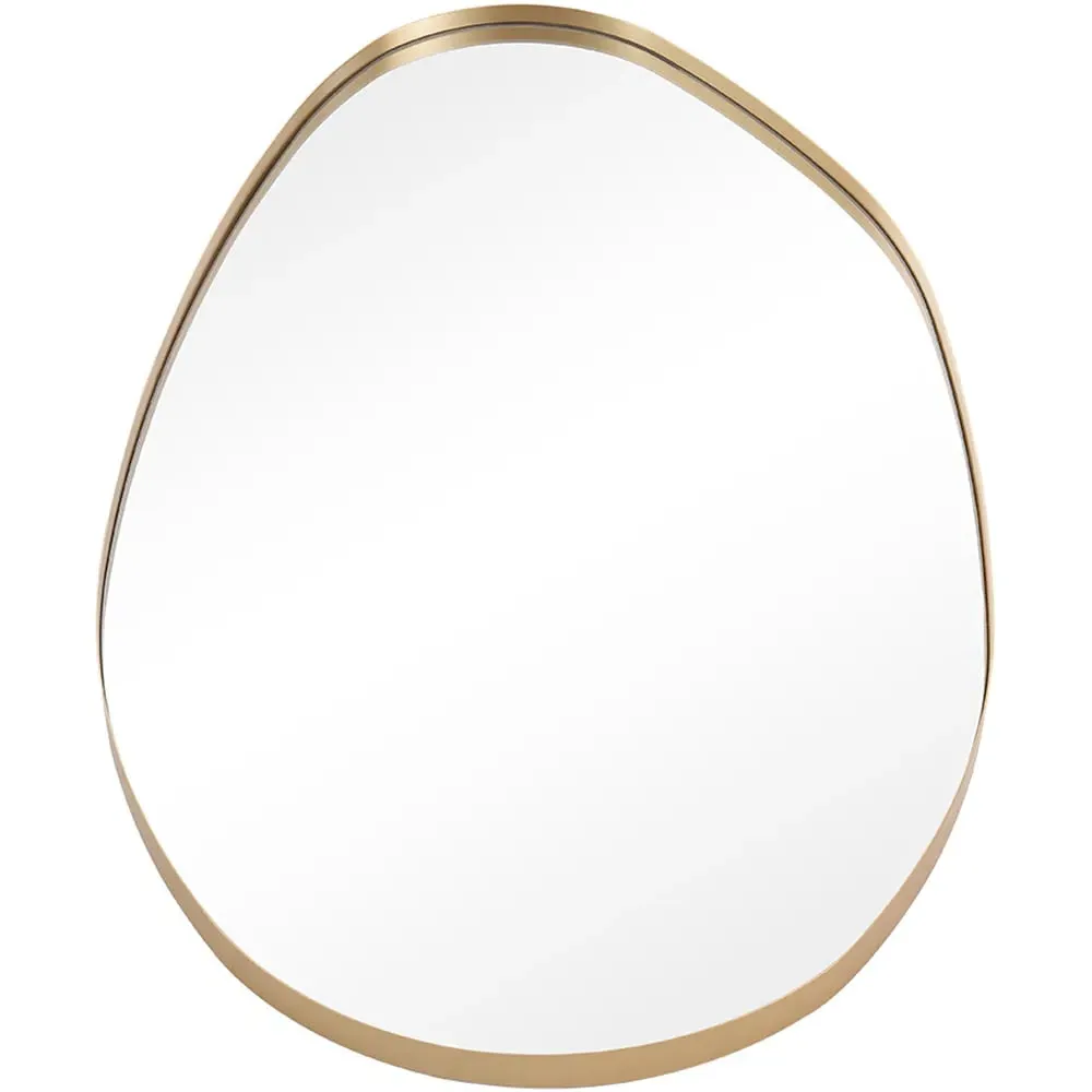 Irregular Wall Mirror with Metal Frame - Gold