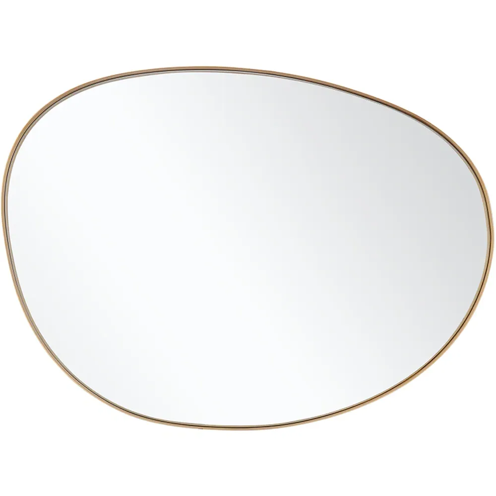 Irregular Wall Mirror with Metal Frame - Gold