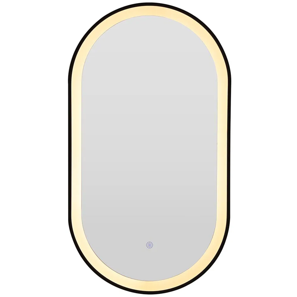 Oval LED Bathroom Wall Mirror with Defogger - Black