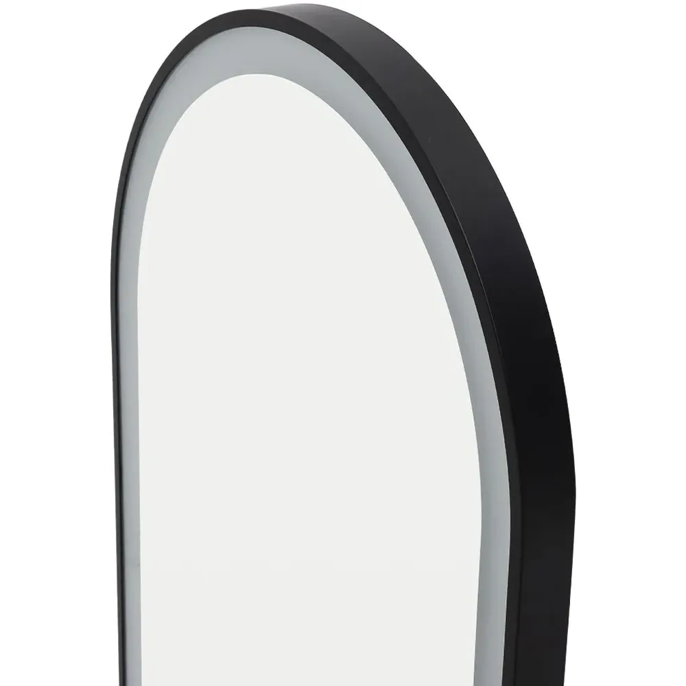 Oval LED Bathroom Wall Mirror with Defogger - Black