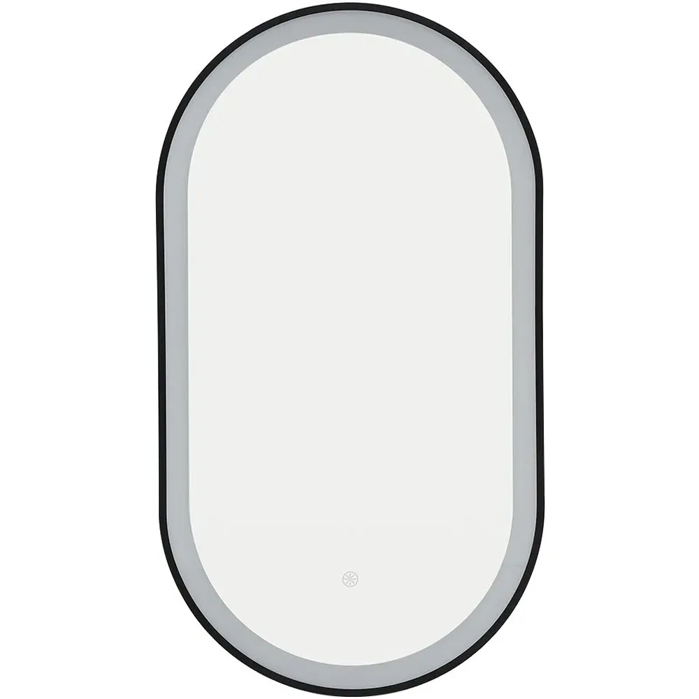 Oval LED Bathroom Wall Mirror with Defogger - Black image