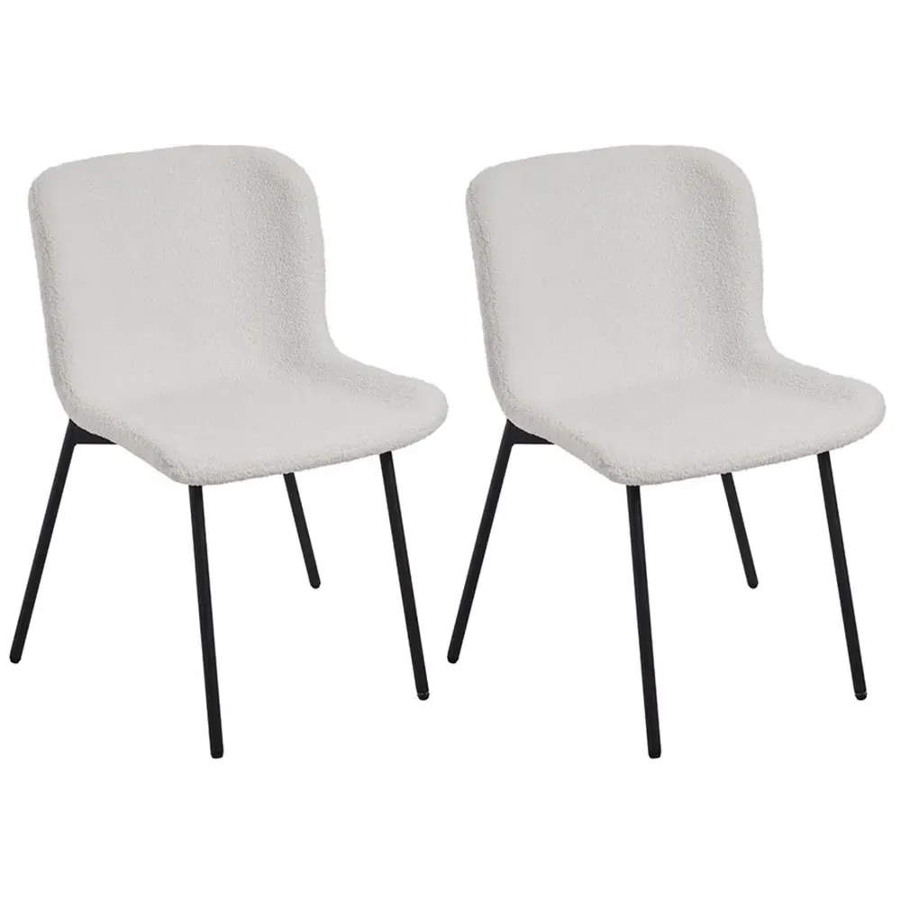 Set of 2 Teddy Fur Dining Chairs - White