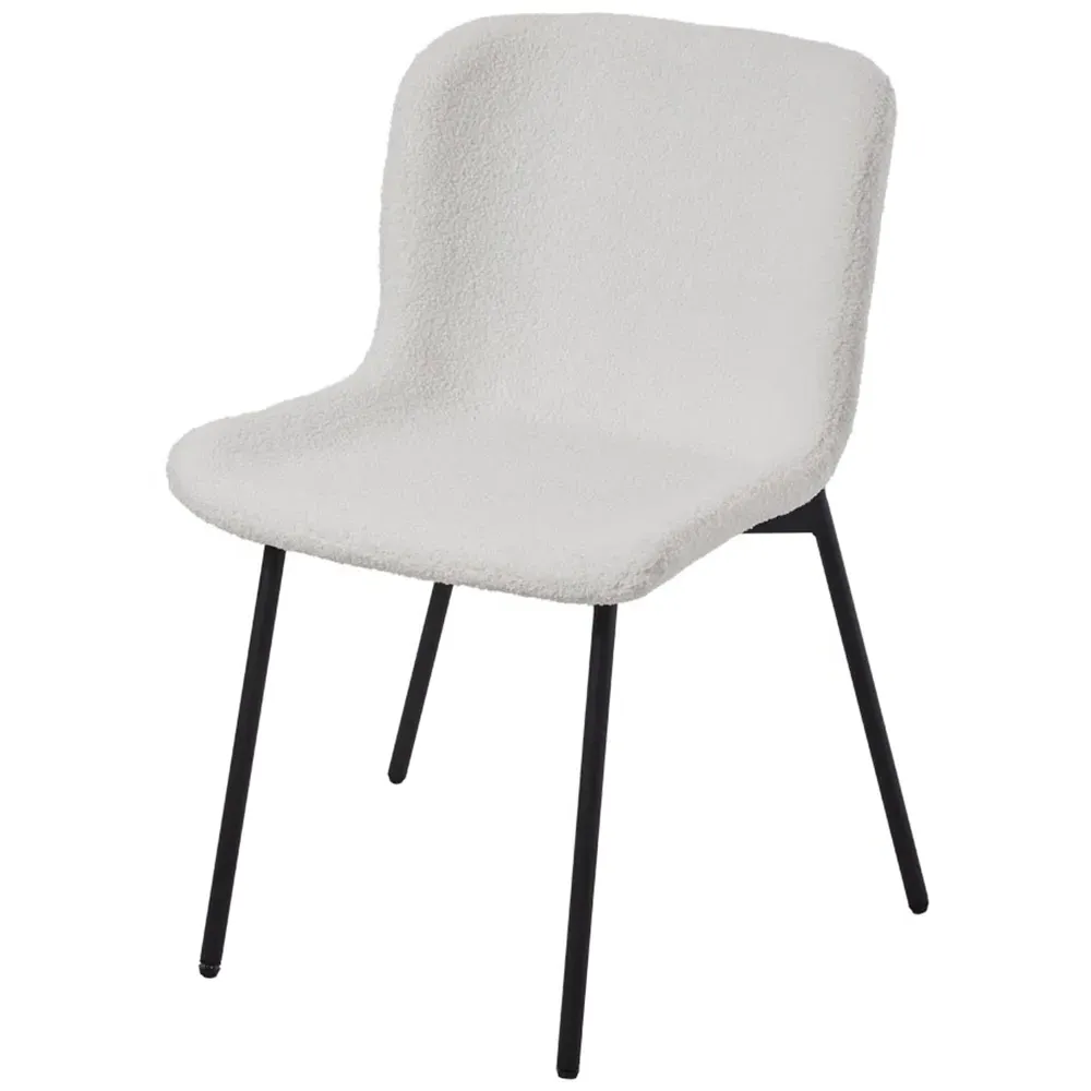 Set of 2 Teddy Fur Dining Chairs - White