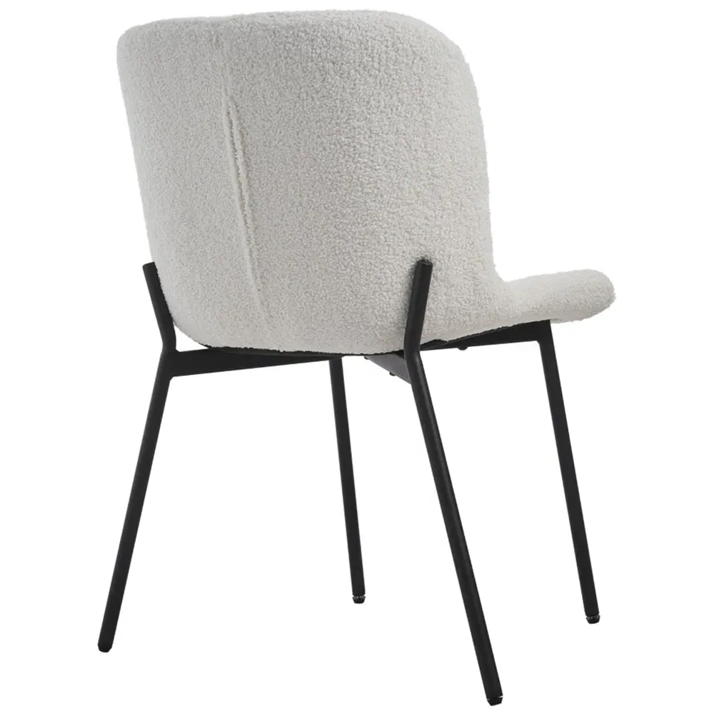 Set of 2 Teddy Fur Dining Chairs - White
