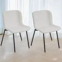 Set of 2 Teddy Fur Dining Chairs - White