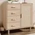 Single Door 4 Drawer Rattan Accent Side Cabinet - Cream