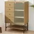 Single Door 4 Drawer Storage Cabinet with Fluted Glass - Cream