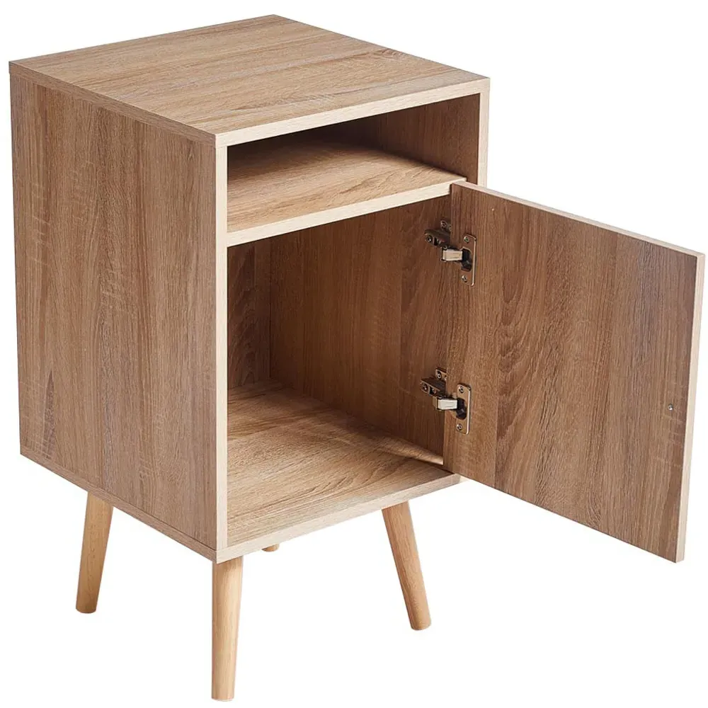 Single Door Nightstand with Shelf - Cream