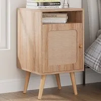 Single Door Nightstand with Shelf - Cream