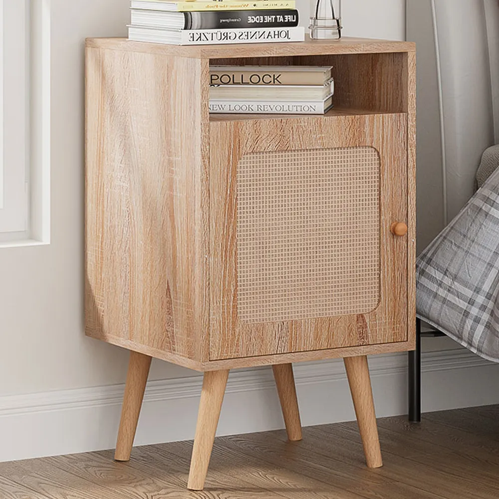 Single Door Nightstand with Shelf - Cream image