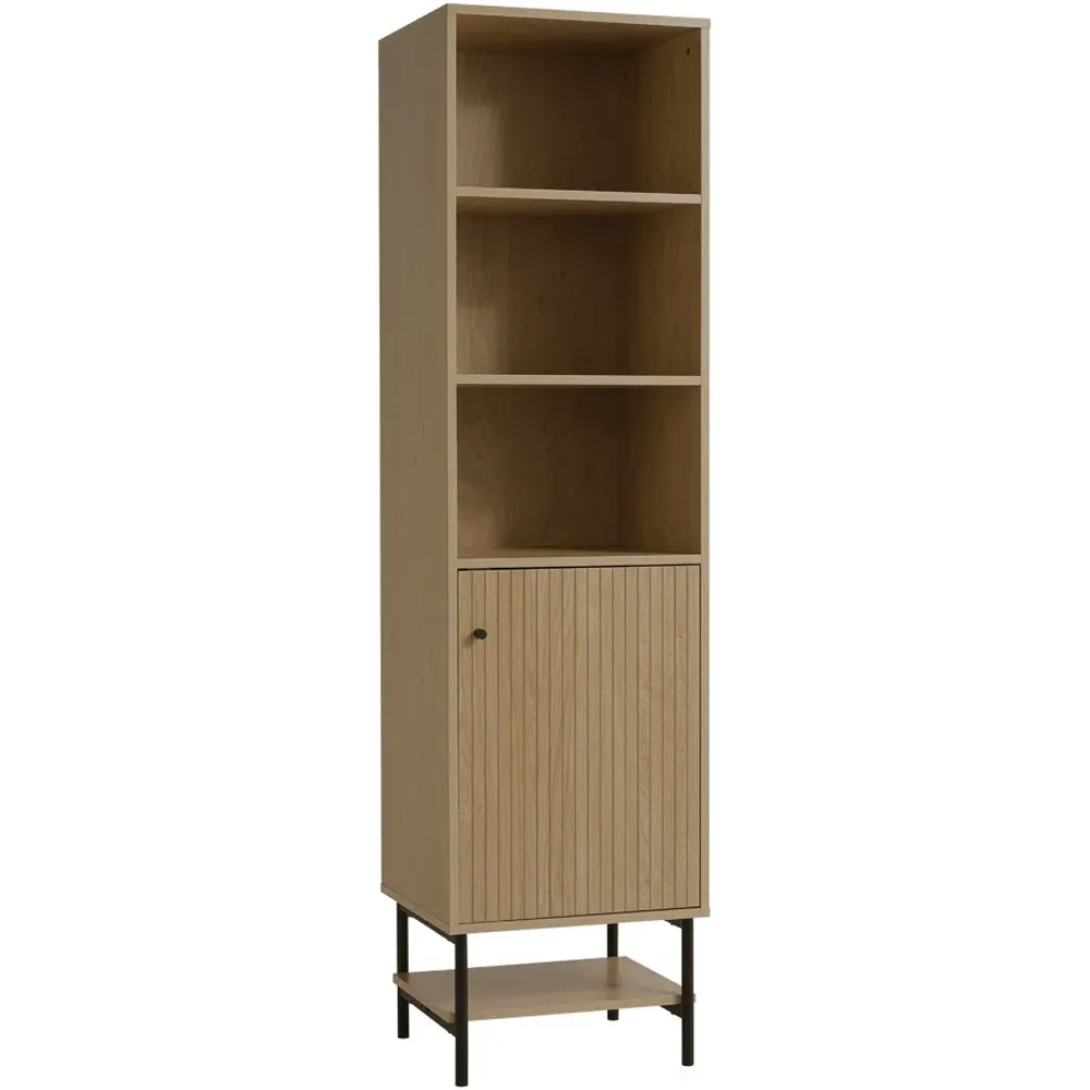 Single Drawer 4 Shelf Tall Storage Cabinet - Cream