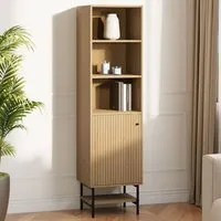 Single Drawer 4 Shelf Tall Storage Cabinet - Cream