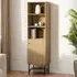 Single Drawer 4 Shelf Tall Storage Cabinet - Cream