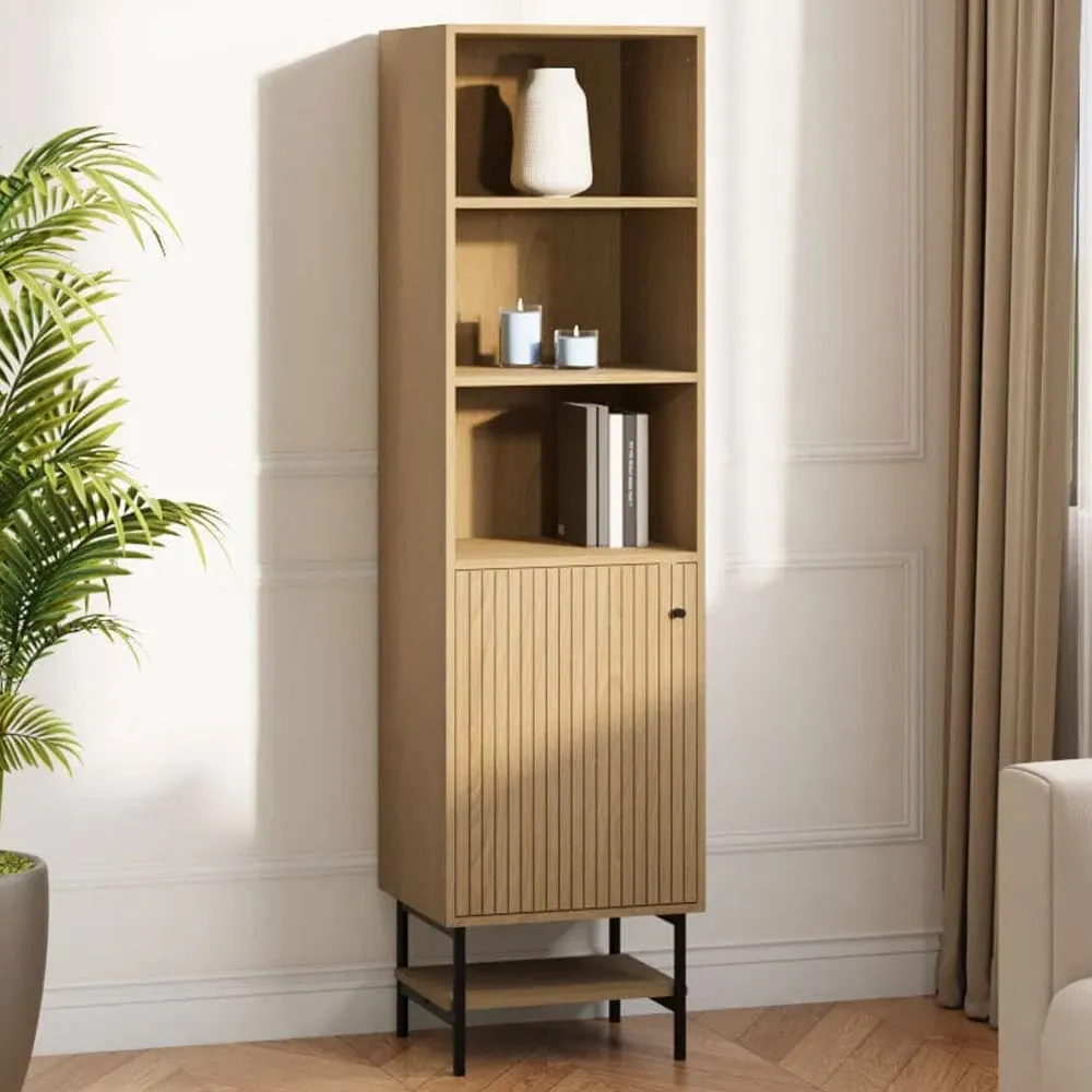 Single Drawer 4 Shelf Tall Storage Cabinet - Cream image