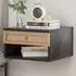 Single Drawer Floating Nightstand - Black, Woven Rattan