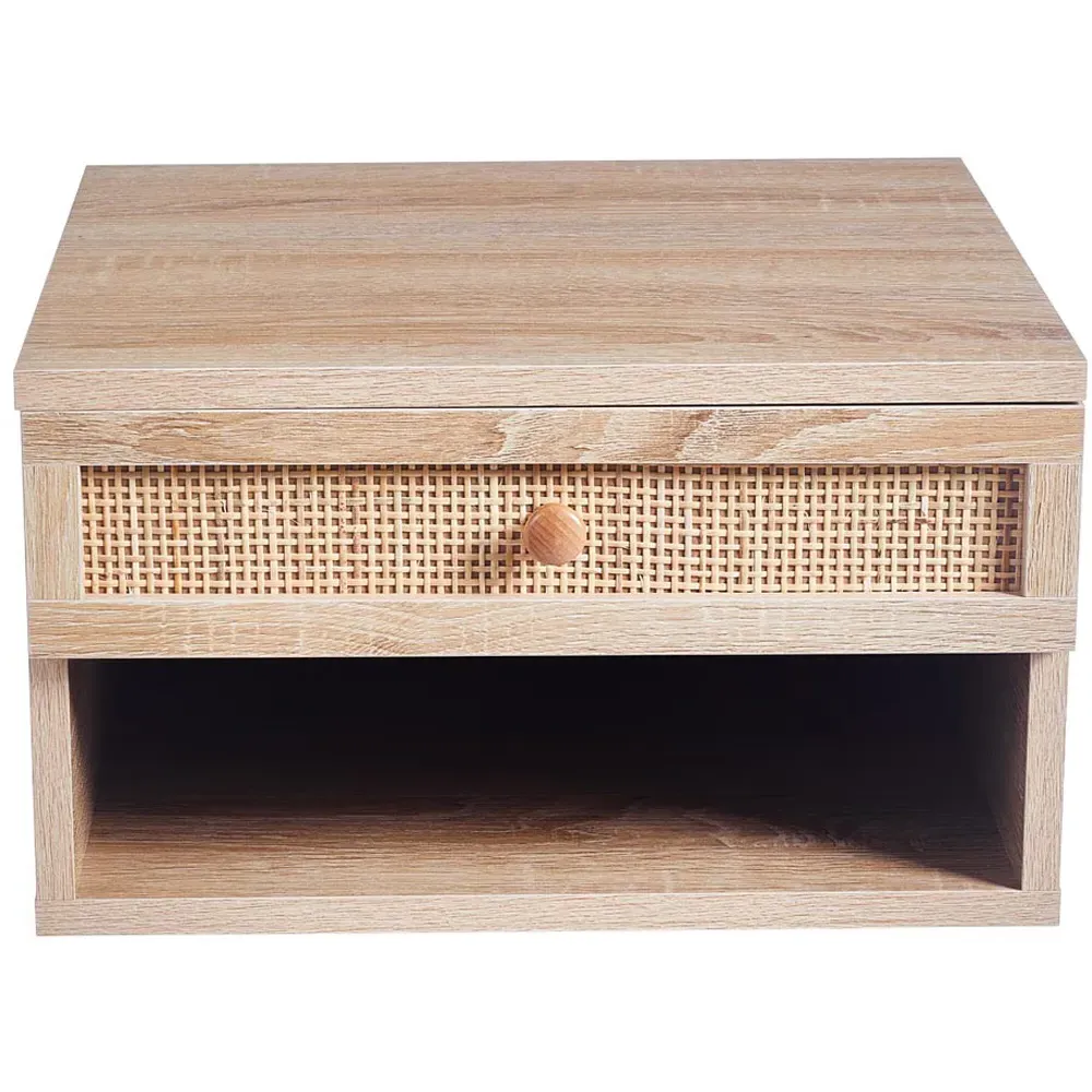 Single Drawer Floating Nightstand - Natural, Woven Rattan