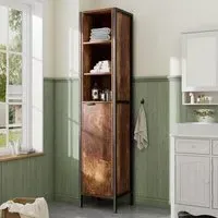 Single Magnetic Door 3 Shelf Tall Storage Cabinet - Brown