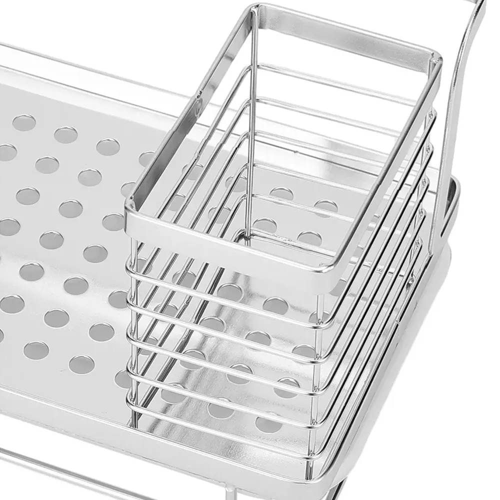 Stainless Steel Sink Organiser with Draining Tray - Silver