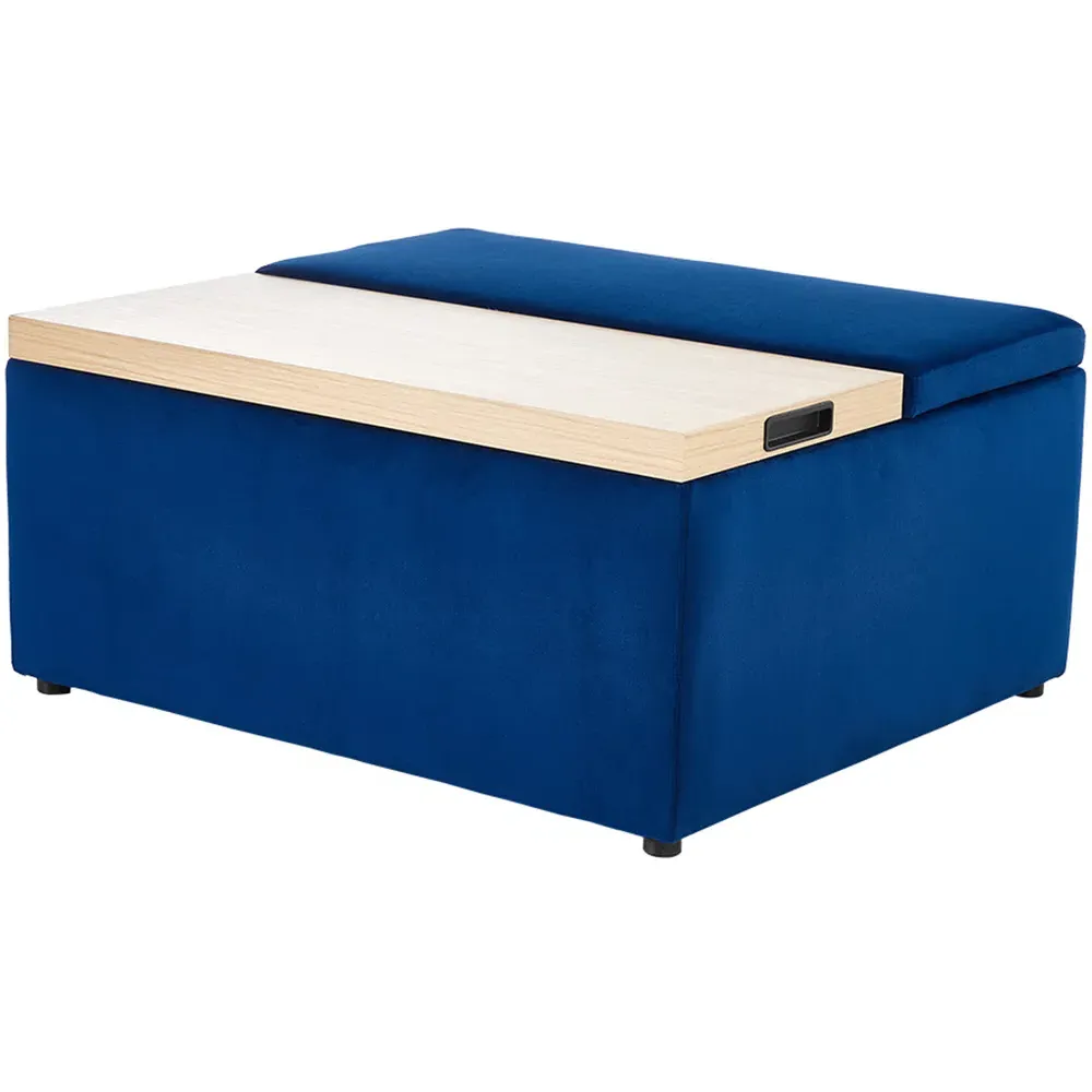 Velvet Storage Ottoman Coffee Table - Blue